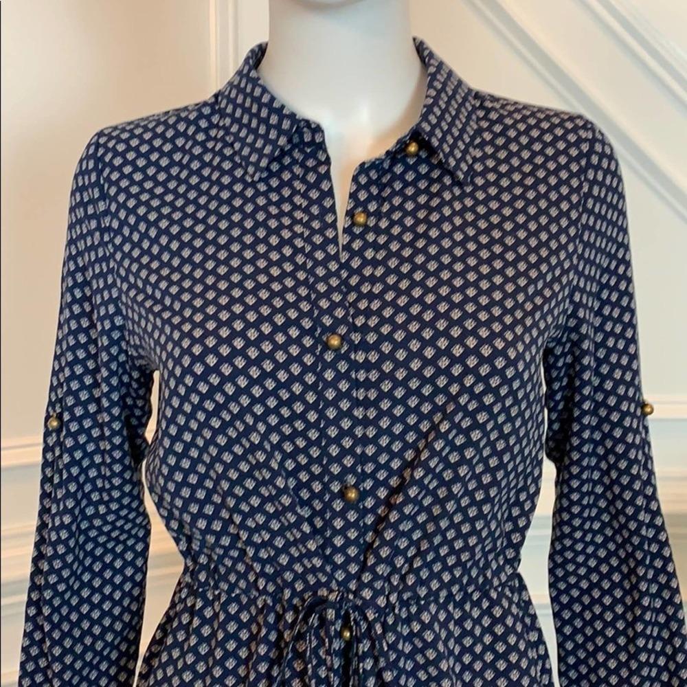 Maison Jules Printed Drawstring Button Down Dress - image 6